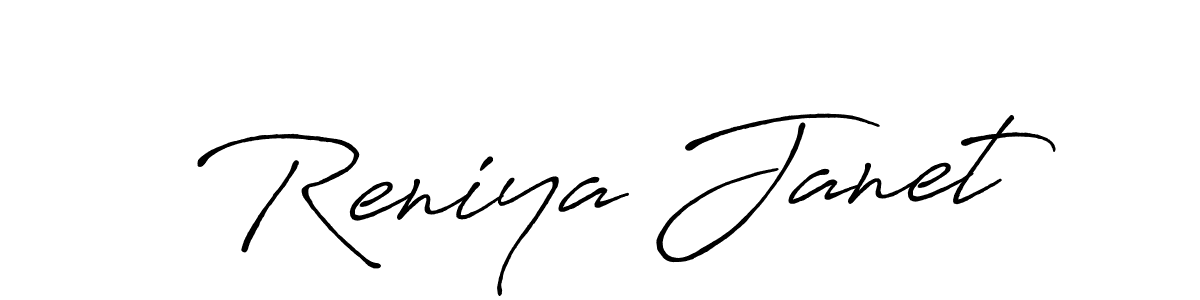 Similarly Antro_Vectra_Bolder is the best handwritten signature design. Signature creator online .You can use it as an online autograph creator for name Reniya Janet. Reniya Janet signature style 7 images and pictures png
