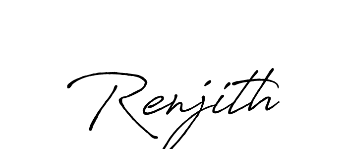 How to make Renjith name signature. Use Antro_Vectra_Bolder style for creating short signs online. This is the latest handwritten sign. Renjith signature style 7 images and pictures png