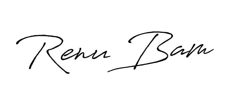 if you are searching for the best signature style for your name Renu Bam. so please give up your signature search. here we have designed multiple signature styles  using Antro_Vectra_Bolder. Renu Bam signature style 7 images and pictures png