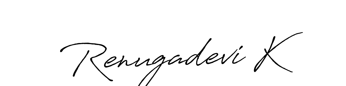 Also You can easily find your signature by using the search form. We will create Renugadevi K name handwritten signature images for you free of cost using Antro_Vectra_Bolder sign style. Renugadevi K signature style 7 images and pictures png