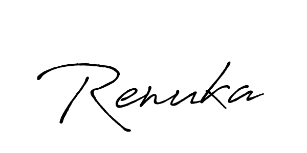Use a signature maker to create a handwritten signature online. With this signature software, you can design (Antro_Vectra_Bolder) your own signature for name Renuka. Renuka signature style 7 images and pictures png