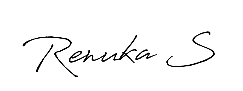 Similarly Antro_Vectra_Bolder is the best handwritten signature design. Signature creator online .You can use it as an online autograph creator for name Renuka S. Renuka S signature style 7 images and pictures png