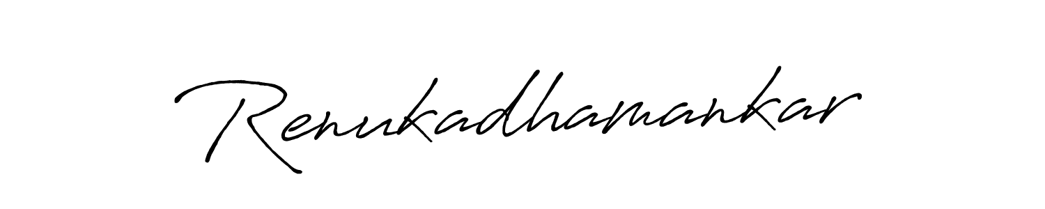 Make a beautiful signature design for name Renukadhamankar. With this signature (Antro_Vectra_Bolder) style, you can create a handwritten signature for free. Renukadhamankar signature style 7 images and pictures png