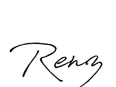 How to make Renz name signature. Use Antro_Vectra_Bolder style for creating short signs online. This is the latest handwritten sign. Renz signature style 7 images and pictures png