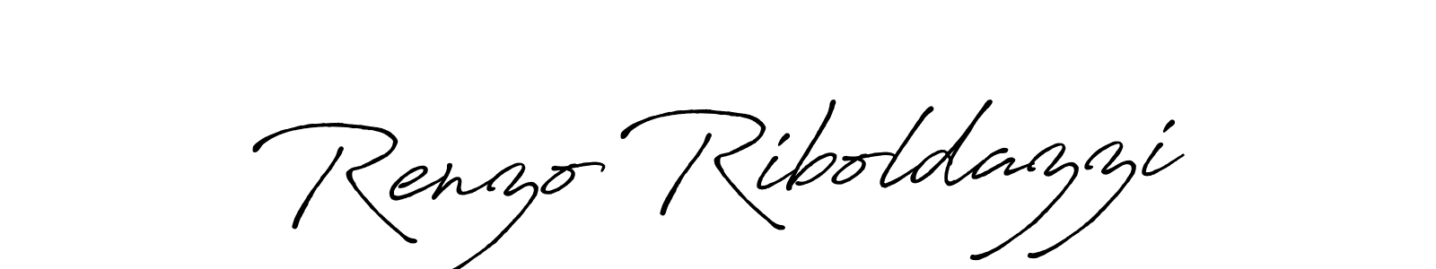 Create a beautiful signature design for name Renzo Riboldazzi. With this signature (Antro_Vectra_Bolder) fonts, you can make a handwritten signature for free. Renzo Riboldazzi signature style 7 images and pictures png