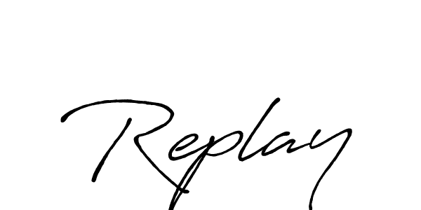 Use a signature maker to create a handwritten signature online. With this signature software, you can design (Antro_Vectra_Bolder) your own signature for name Replay. Replay signature style 7 images and pictures png