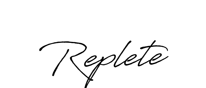 How to make Replete name signature. Use Antro_Vectra_Bolder style for creating short signs online. This is the latest handwritten sign. Replete signature style 7 images and pictures png