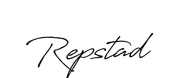 How to make Repstad name signature. Use Antro_Vectra_Bolder style for creating short signs online. This is the latest handwritten sign. Repstad signature style 7 images and pictures png