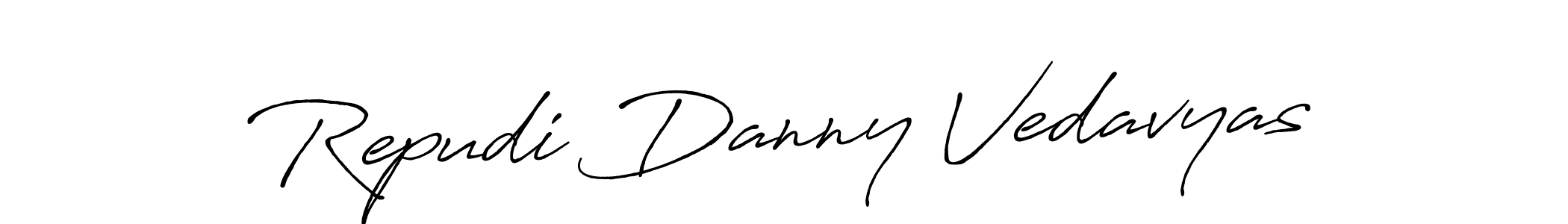 The best way (Antro_Vectra_Bolder) to make a short signature is to pick only two or three words in your name. The name Repudi Danny Vedavyas include a total of six letters. For converting this name. Repudi Danny Vedavyas signature style 7 images and pictures png