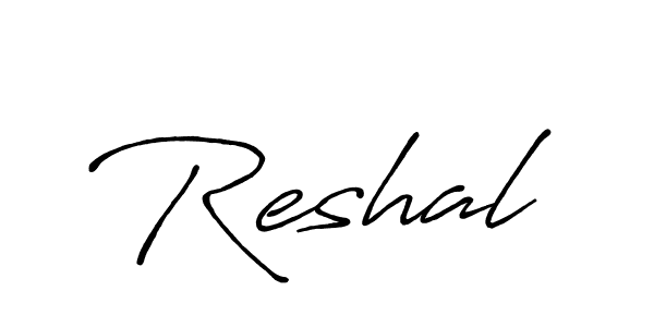 Make a beautiful signature design for name Reshal. With this signature (Antro_Vectra_Bolder) style, you can create a handwritten signature for free. Reshal signature style 7 images and pictures png