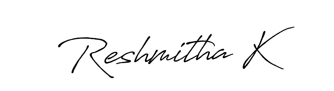 Make a beautiful signature design for name Reshmitha K. With this signature (Antro_Vectra_Bolder) style, you can create a handwritten signature for free. Reshmitha K signature style 7 images and pictures png
