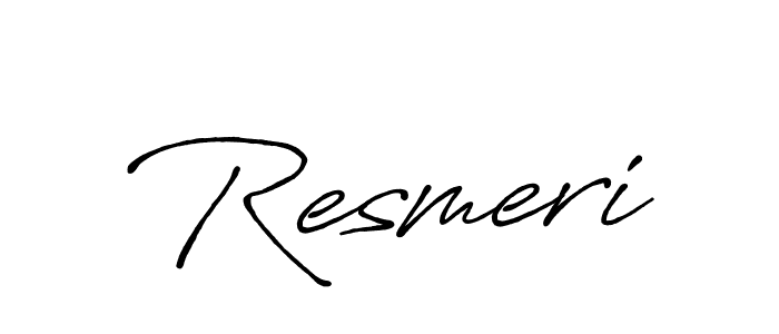 How to make Resmeri name signature. Use Antro_Vectra_Bolder style for creating short signs online. This is the latest handwritten sign. Resmeri signature style 7 images and pictures png