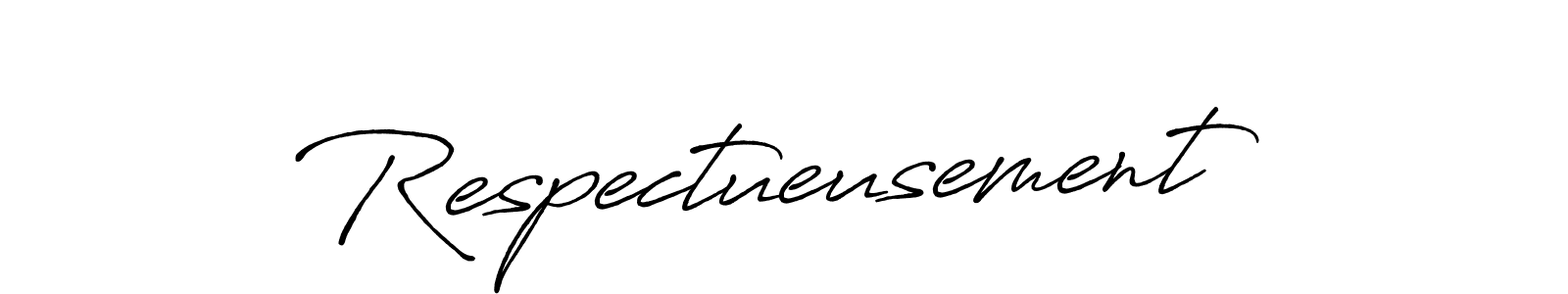 How to make Respectueusement signature? Antro_Vectra_Bolder is a professional autograph style. Create handwritten signature for Respectueusement name. Respectueusement signature style 7 images and pictures png