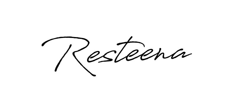 Create a beautiful signature design for name Resteena. With this signature (Antro_Vectra_Bolder) fonts, you can make a handwritten signature for free. Resteena signature style 7 images and pictures png