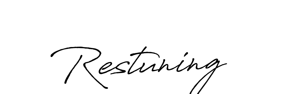Use a signature maker to create a handwritten signature online. With this signature software, you can design (Antro_Vectra_Bolder) your own signature for name Restuning. Restuning signature style 7 images and pictures png