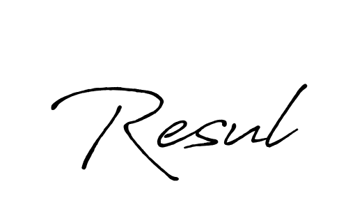 Also You can easily find your signature by using the search form. We will create Resul name handwritten signature images for you free of cost using Antro_Vectra_Bolder sign style. Resul signature style 7 images and pictures png