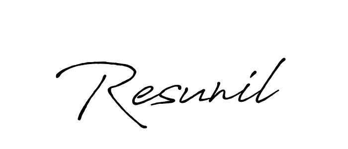 Similarly Antro_Vectra_Bolder is the best handwritten signature design. Signature creator online .You can use it as an online autograph creator for name Resunil. Resunil signature style 7 images and pictures png