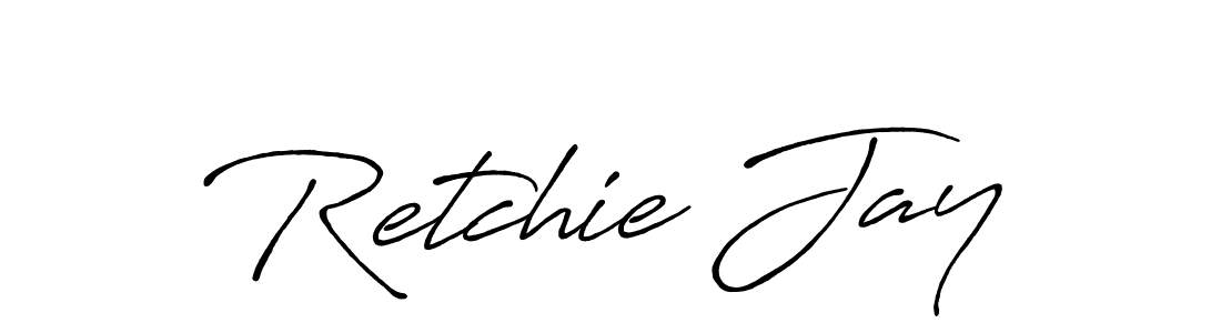 Similarly Antro_Vectra_Bolder is the best handwritten signature design. Signature creator online .You can use it as an online autograph creator for name Retchie Jay. Retchie Jay signature style 7 images and pictures png