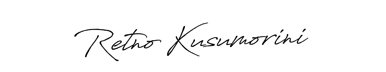 How to make Retno Kusumorini name signature. Use Antro_Vectra_Bolder style for creating short signs online. This is the latest handwritten sign. Retno Kusumorini signature style 7 images and pictures png