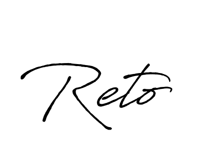 Reto stylish signature style. Best Handwritten Sign (Antro_Vectra_Bolder) for my name. Handwritten Signature Collection Ideas for my name Reto. Reto signature style 7 images and pictures png