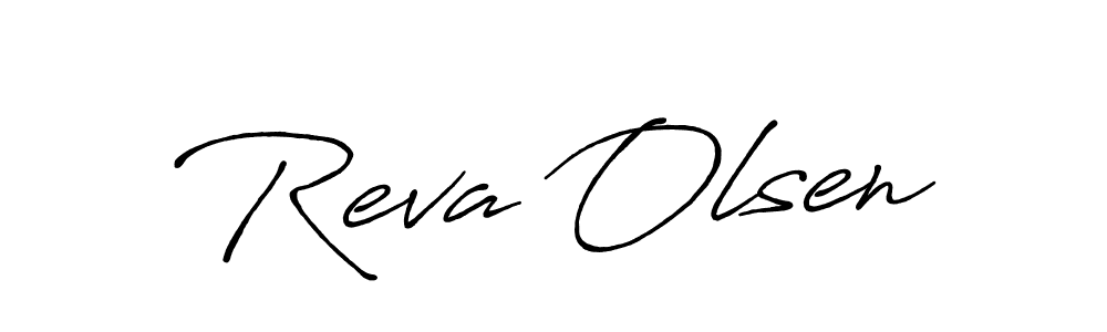 Create a beautiful signature design for name Reva Olsen. With this signature (Antro_Vectra_Bolder) fonts, you can make a handwritten signature for free. Reva Olsen signature style 7 images and pictures png