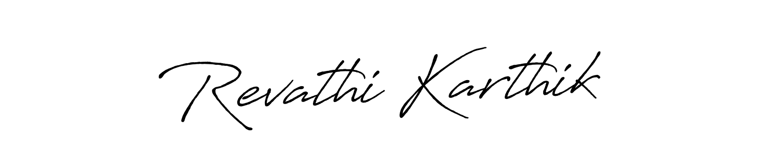 How to make Revathi Karthik signature? Antro_Vectra_Bolder is a professional autograph style. Create handwritten signature for Revathi Karthik name. Revathi Karthik signature style 7 images and pictures png