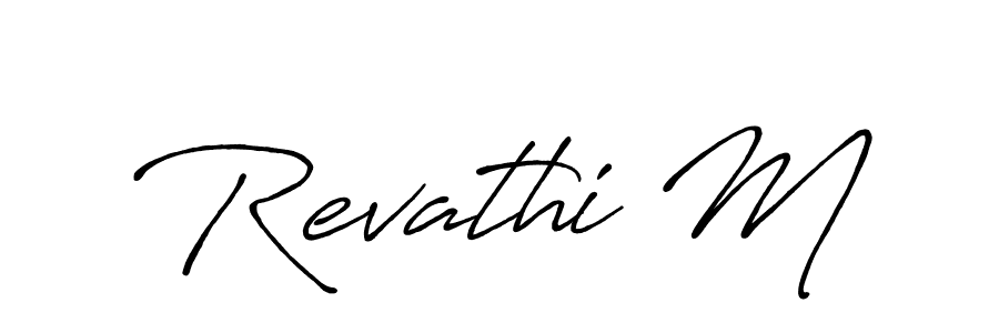 if you are searching for the best signature style for your name Revathi M. so please give up your signature search. here we have designed multiple signature styles  using Antro_Vectra_Bolder. Revathi M signature style 7 images and pictures png