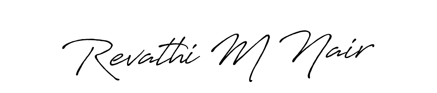 if you are searching for the best signature style for your name Revathi M Nair. so please give up your signature search. here we have designed multiple signature styles  using Antro_Vectra_Bolder. Revathi M Nair signature style 7 images and pictures png