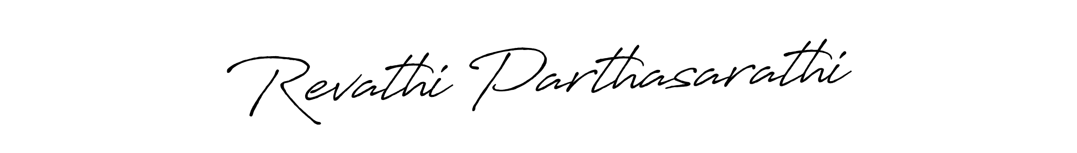 Create a beautiful signature design for name Revathi Parthasarathi. With this signature (Antro_Vectra_Bolder) fonts, you can make a handwritten signature for free. Revathi Parthasarathi signature style 7 images and pictures png