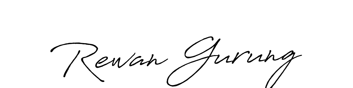 Rewan Gurung stylish signature style. Best Handwritten Sign (Antro_Vectra_Bolder) for my name. Handwritten Signature Collection Ideas for my name Rewan Gurung. Rewan Gurung signature style 7 images and pictures png