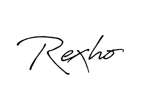 How to make Rexho name signature. Use Antro_Vectra_Bolder style for creating short signs online. This is the latest handwritten sign. Rexho signature style 7 images and pictures png