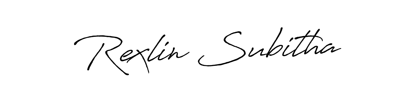 Use a signature maker to create a handwritten signature online. With this signature software, you can design (Antro_Vectra_Bolder) your own signature for name Rexlin Subitha. Rexlin Subitha signature style 7 images and pictures png