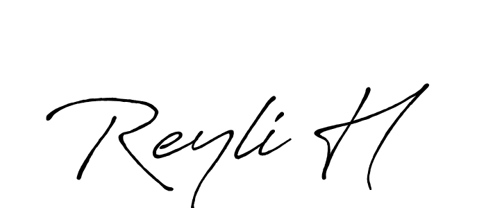 Also You can easily find your signature by using the search form. We will create Reyli H name handwritten signature images for you free of cost using Antro_Vectra_Bolder sign style. Reyli H signature style 7 images and pictures png