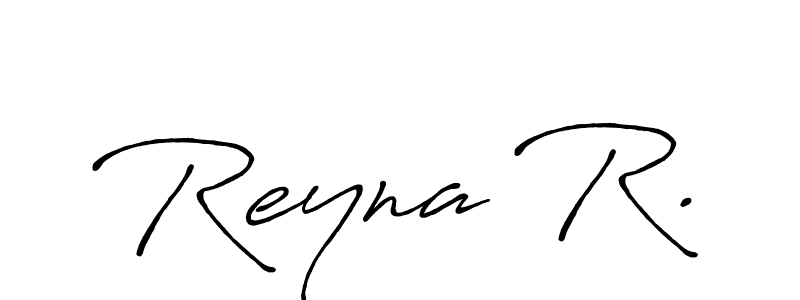 Use a signature maker to create a handwritten signature online. With this signature software, you can design (Antro_Vectra_Bolder) your own signature for name Reyna R.. Reyna R. signature style 7 images and pictures png