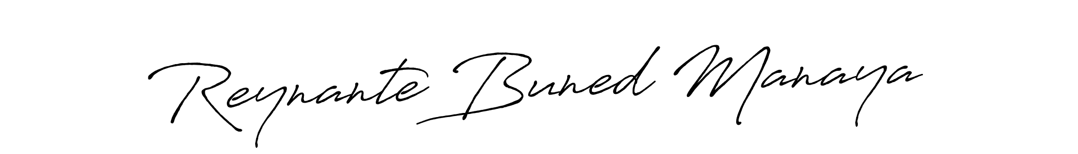 Create a beautiful signature design for name Reynante Buned Manaya. With this signature (Antro_Vectra_Bolder) fonts, you can make a handwritten signature for free. Reynante Buned Manaya signature style 7 images and pictures png