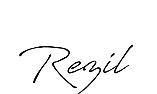 How to make Rezil signature? Antro_Vectra_Bolder is a professional autograph style. Create handwritten signature for Rezil name. Rezil signature style 7 images and pictures png