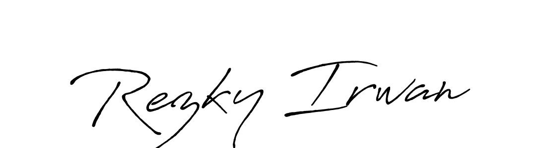 Make a beautiful signature design for name Rezky Irwan. With this signature (Antro_Vectra_Bolder) style, you can create a handwritten signature for free. Rezky Irwan signature style 7 images and pictures png