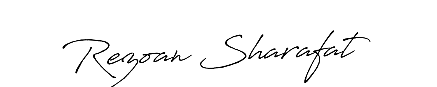 How to make Rezoan Sharafat name signature. Use Antro_Vectra_Bolder style for creating short signs online. This is the latest handwritten sign. Rezoan Sharafat signature style 7 images and pictures png