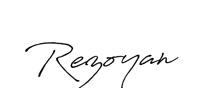 Make a beautiful signature design for name Rezoyan. With this signature (Antro_Vectra_Bolder) style, you can create a handwritten signature for free. Rezoyan signature style 7 images and pictures png