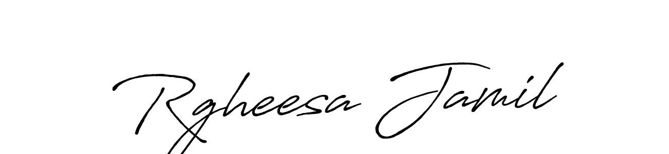 if you are searching for the best signature style for your name Rgheesa Jamil. so please give up your signature search. here we have designed multiple signature styles  using Antro_Vectra_Bolder. Rgheesa Jamil signature style 7 images and pictures png