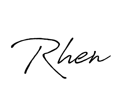 Make a beautiful signature design for name Rhen. With this signature (Antro_Vectra_Bolder) style, you can create a handwritten signature for free. Rhen signature style 7 images and pictures png