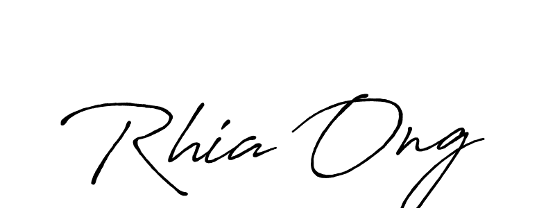 How to make Rhia Ong name signature. Use Antro_Vectra_Bolder style for creating short signs online. This is the latest handwritten sign. Rhia Ong signature style 7 images and pictures png