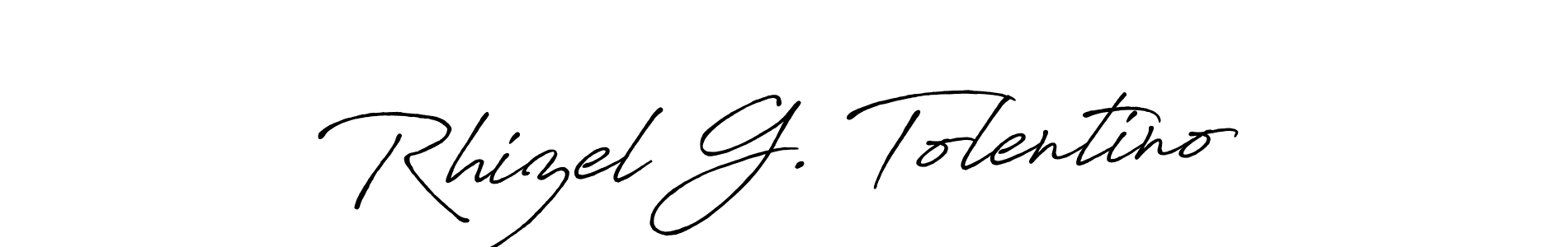 How to make Rhizel G. Tolentino name signature. Use Antro_Vectra_Bolder style for creating short signs online. This is the latest handwritten sign. Rhizel G. Tolentino signature style 7 images and pictures png