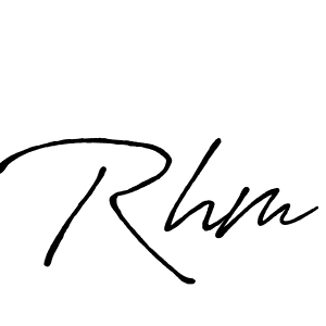 Use a signature maker to create a handwritten signature online. With this signature software, you can design (Antro_Vectra_Bolder) your own signature for name Rhm. Rhm signature style 7 images and pictures png