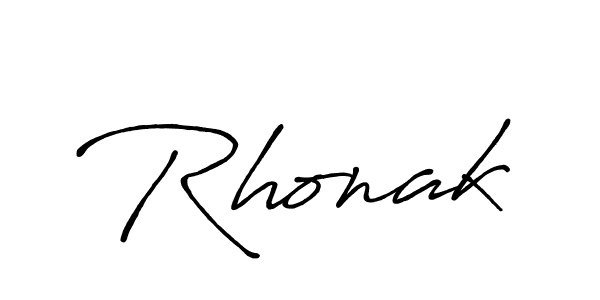 How to make Rhonak name signature. Use Antro_Vectra_Bolder style for creating short signs online. This is the latest handwritten sign. Rhonak signature style 7 images and pictures png