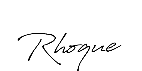 Use a signature maker to create a handwritten signature online. With this signature software, you can design (Antro_Vectra_Bolder) your own signature for name Rhoque. Rhoque signature style 7 images and pictures png