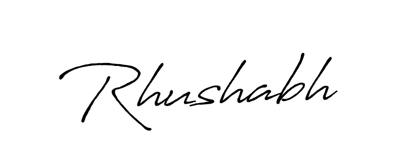 How to make Rhushabh name signature. Use Antro_Vectra_Bolder style for creating short signs online. This is the latest handwritten sign. Rhushabh signature style 7 images and pictures png