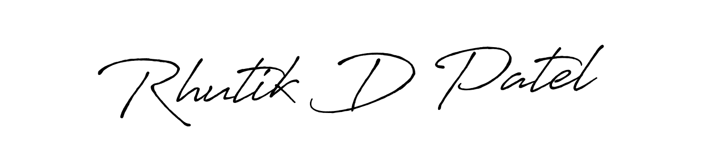 The best way (Antro_Vectra_Bolder) to make a short signature is to pick only two or three words in your name. The name Rhutik D Patel include a total of six letters. For converting this name. Rhutik D Patel signature style 7 images and pictures png