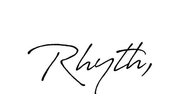 How to make Rhyth, name signature. Use Antro_Vectra_Bolder style for creating short signs online. This is the latest handwritten sign. Rhyth, signature style 7 images and pictures png