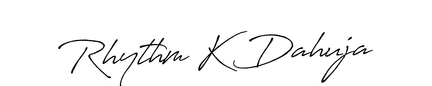 Use a signature maker to create a handwritten signature online. With this signature software, you can design (Antro_Vectra_Bolder) your own signature for name Rhythm K Dahuja. Rhythm K Dahuja signature style 7 images and pictures png
